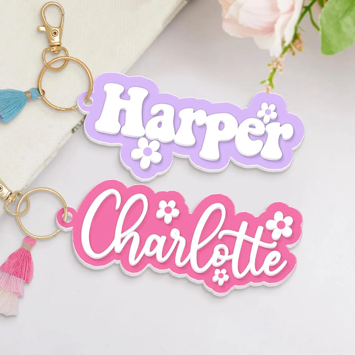 Personalized Backpack Name Tag for Kids – Cute Acrylic Keychain