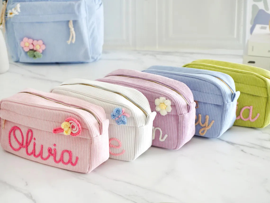 Custom Name Corduroy Pencil Case | Kids Back To School Gift
