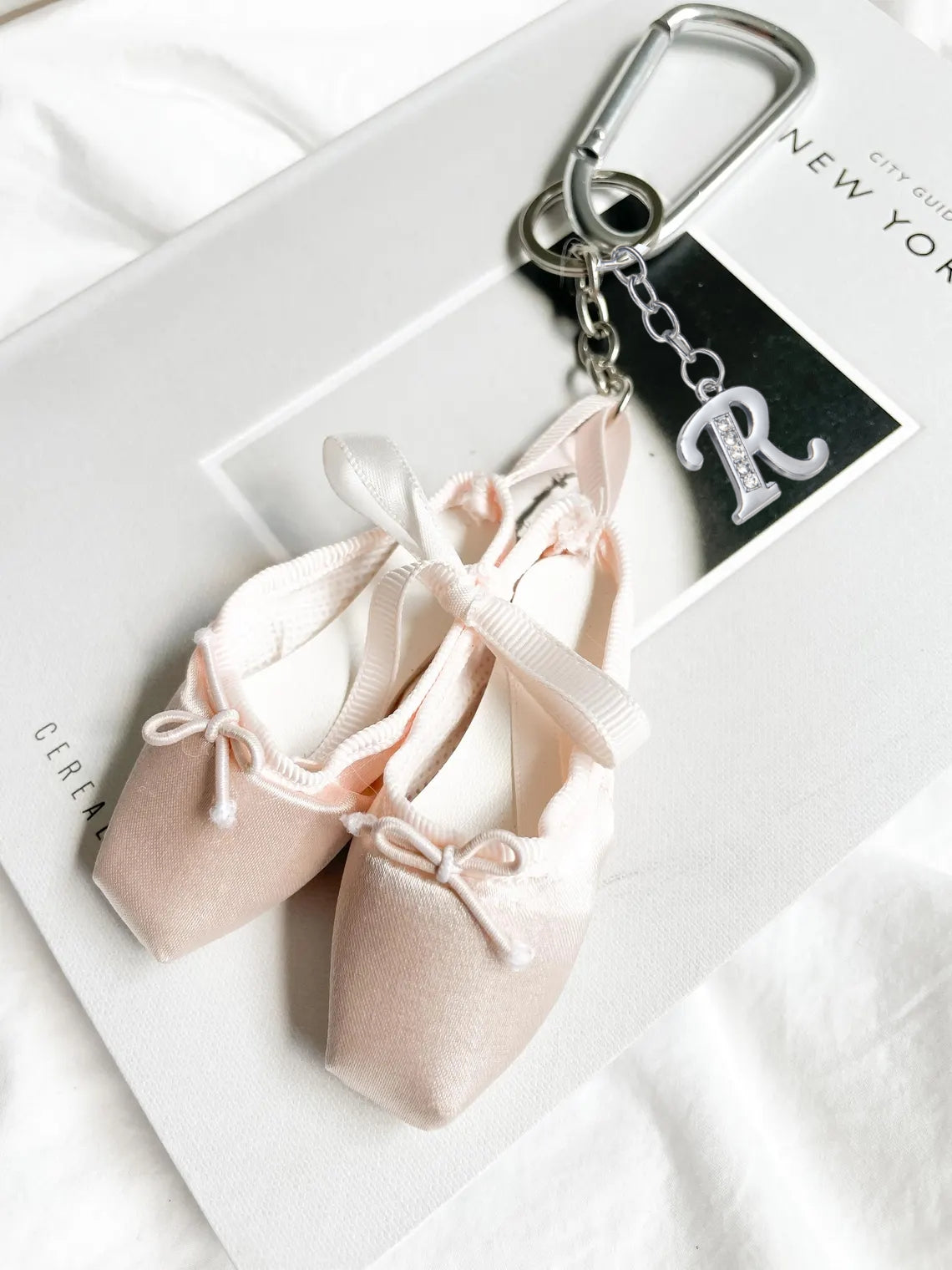 Ballet Shoes Bag Charm with Silver Initial Letter – Dance Gift