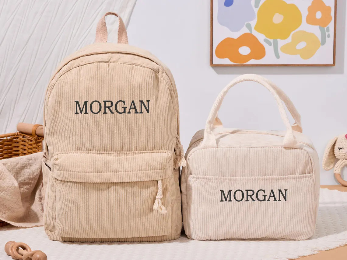Custom Corduroy Lunch Bag for Kids | Personalized Back to School Gift