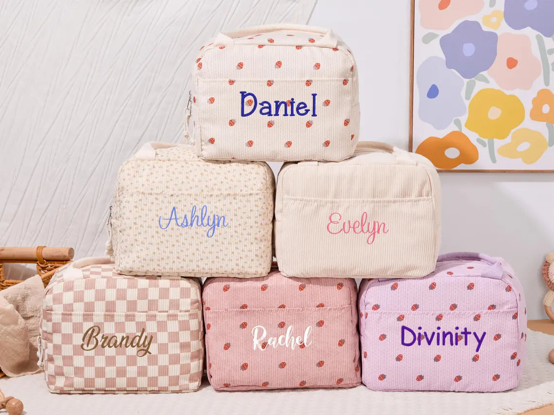 Custom Corduroy Lunch Bag for Kids | Personalized Back to School Gift