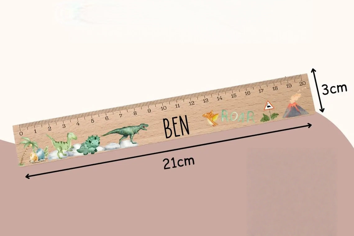 Personalized Kids Wooden Ruler – Custom Name School Gift 20cm
