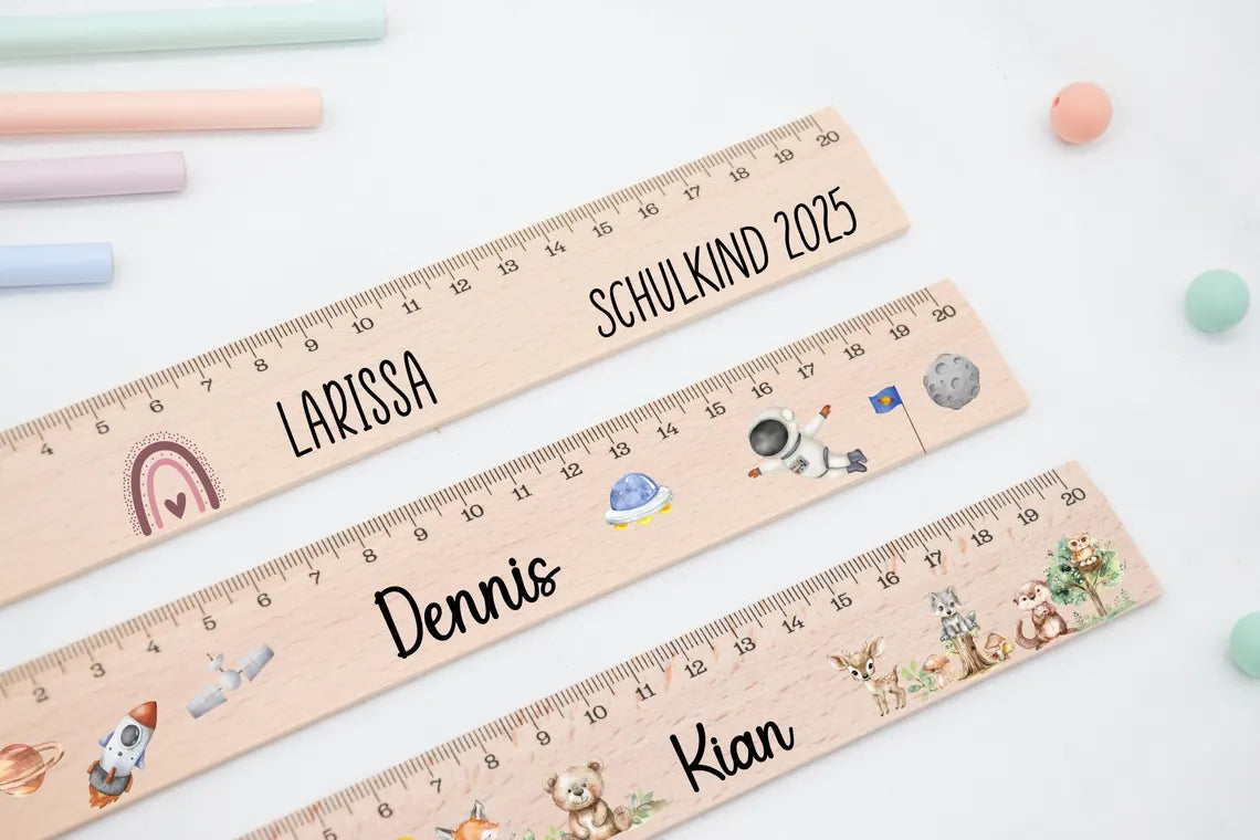 Personalized Kids Wooden Ruler – Custom Name School Gift 20cm