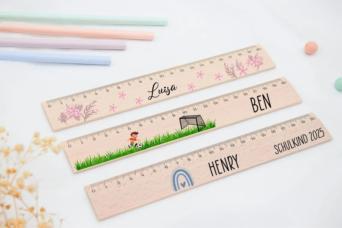 Personalized Kids Wooden Ruler – Custom Name School Gift 20cm