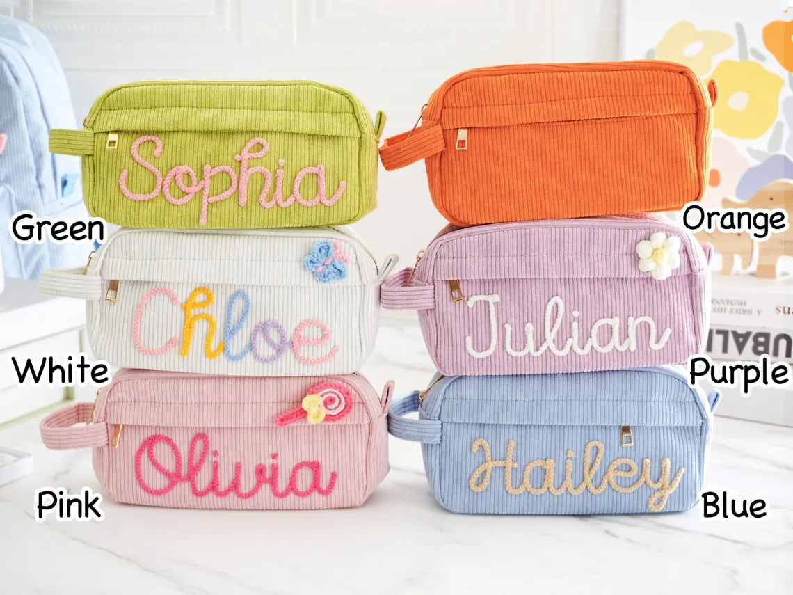 Custom Name Corduroy Pencil Case | Kids Back To School Gift