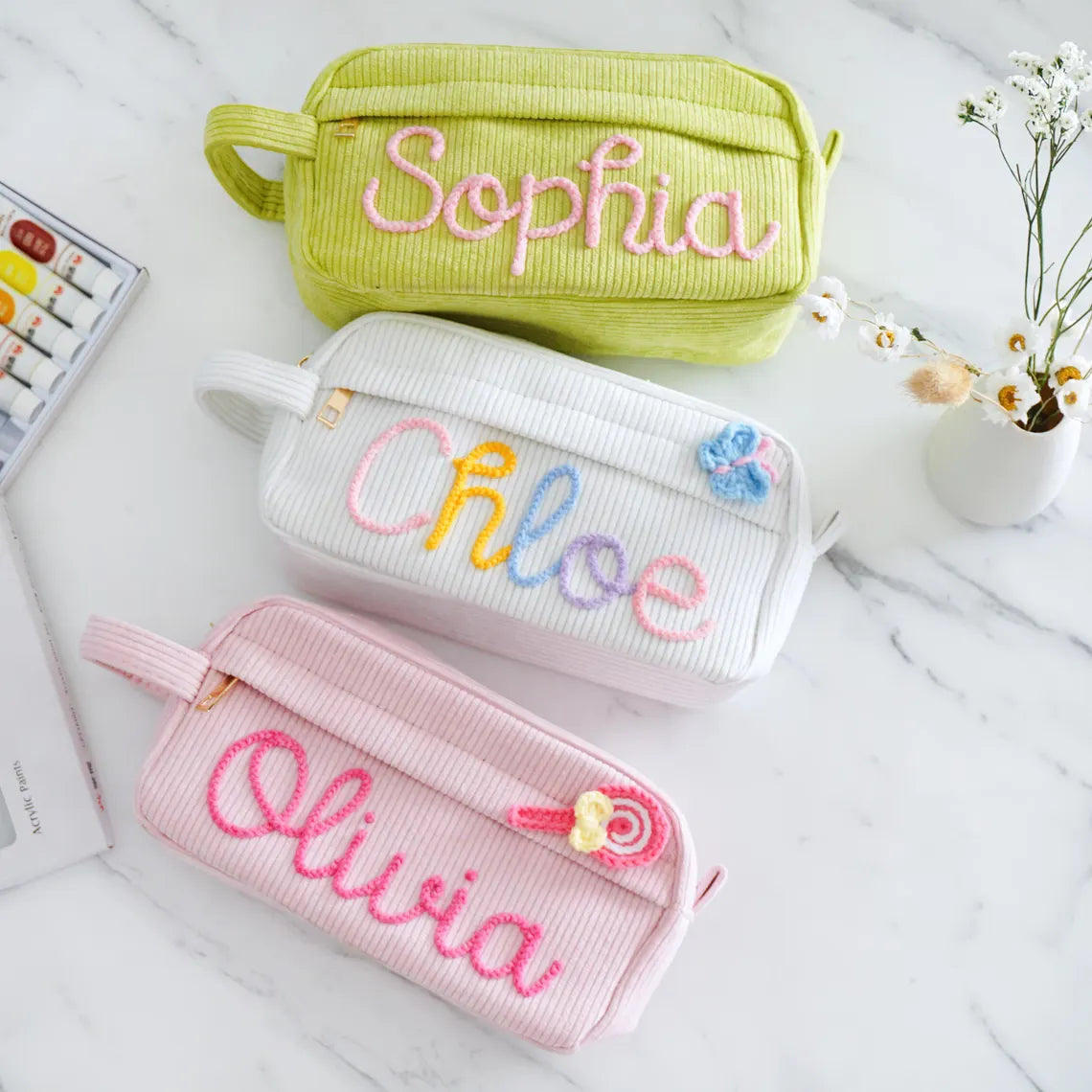 Custom Name Corduroy Pencil Case | Kids Back To School Gift
