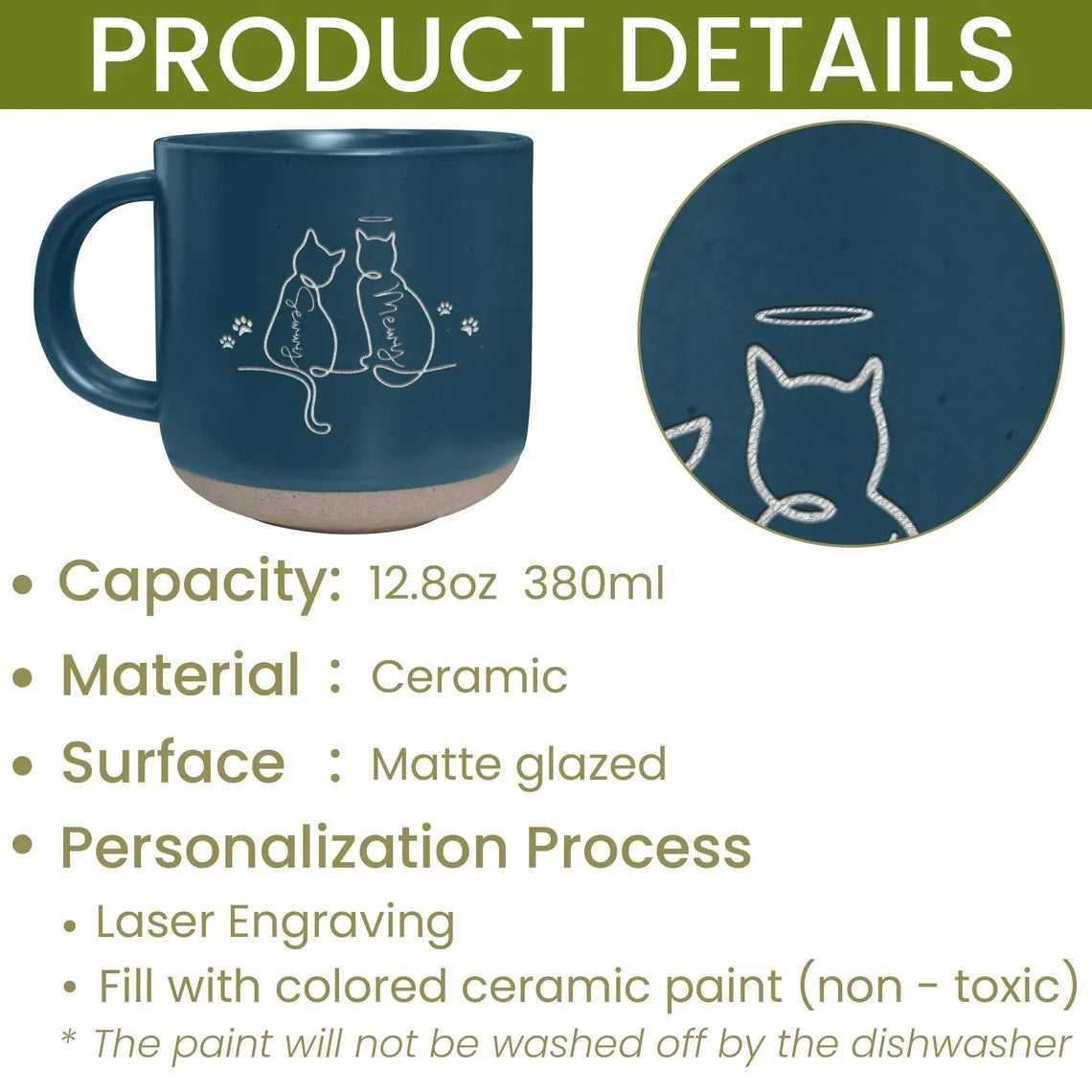 Personalized Cat Mug – Pet Memorial or Gift for Cat Lover