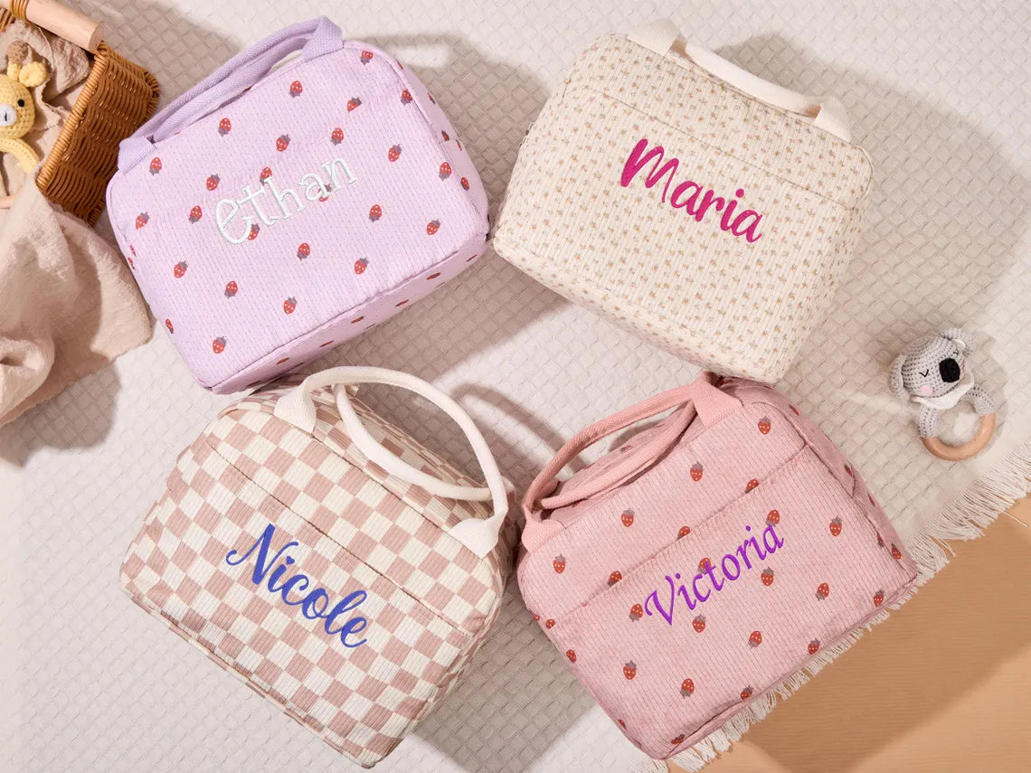 Custom Corduroy Lunch Bag for Kids | Personalized Back to School Gift