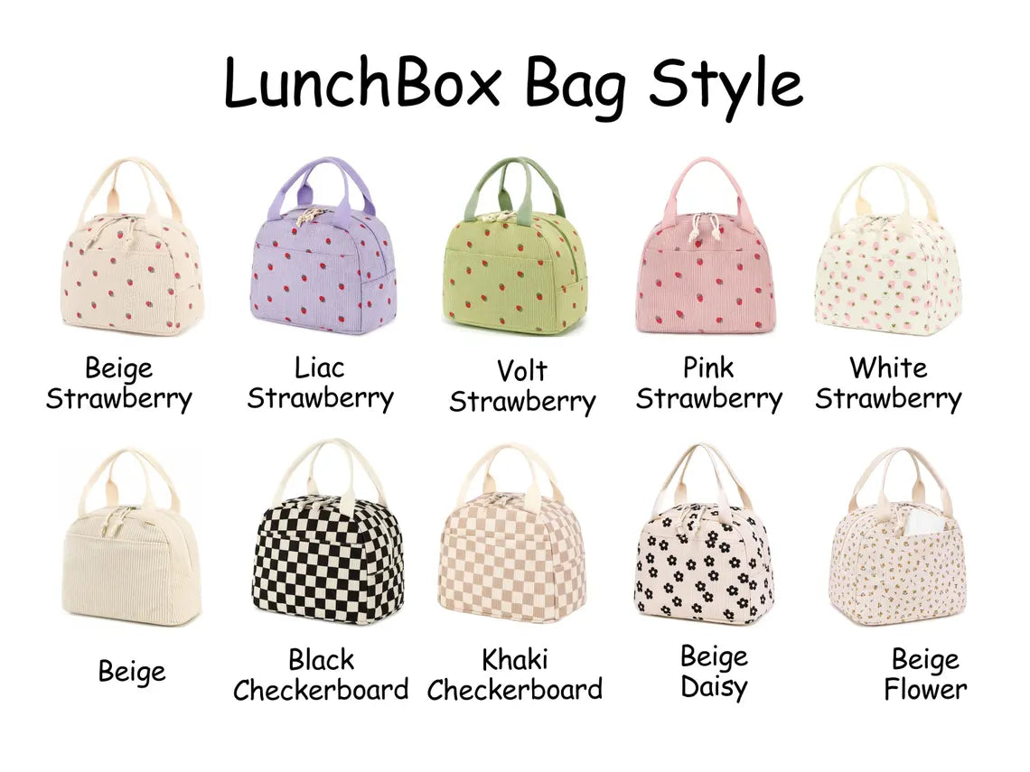 Custom Corduroy Lunch Bag for Kids | Personalized Back to School Gift