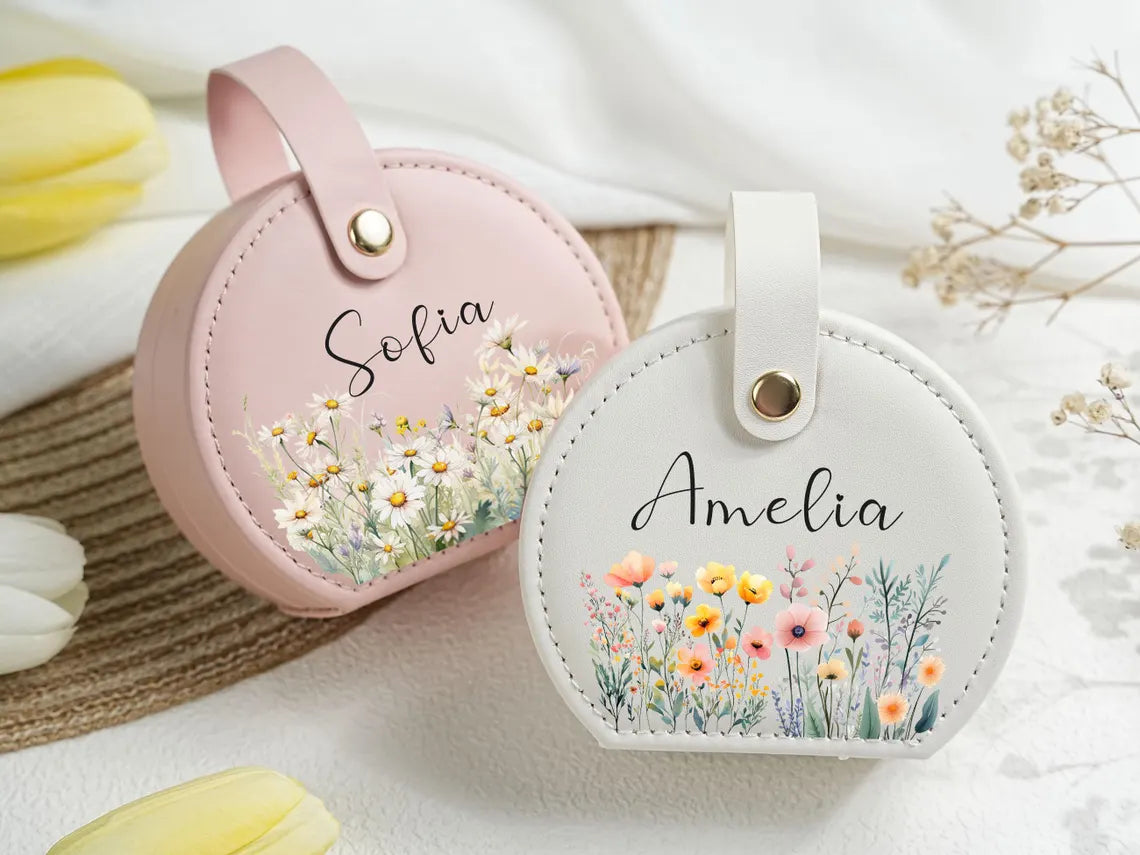 Personalized Jewelry Box with Wild Flower | Bridesmaid & Travel Gift