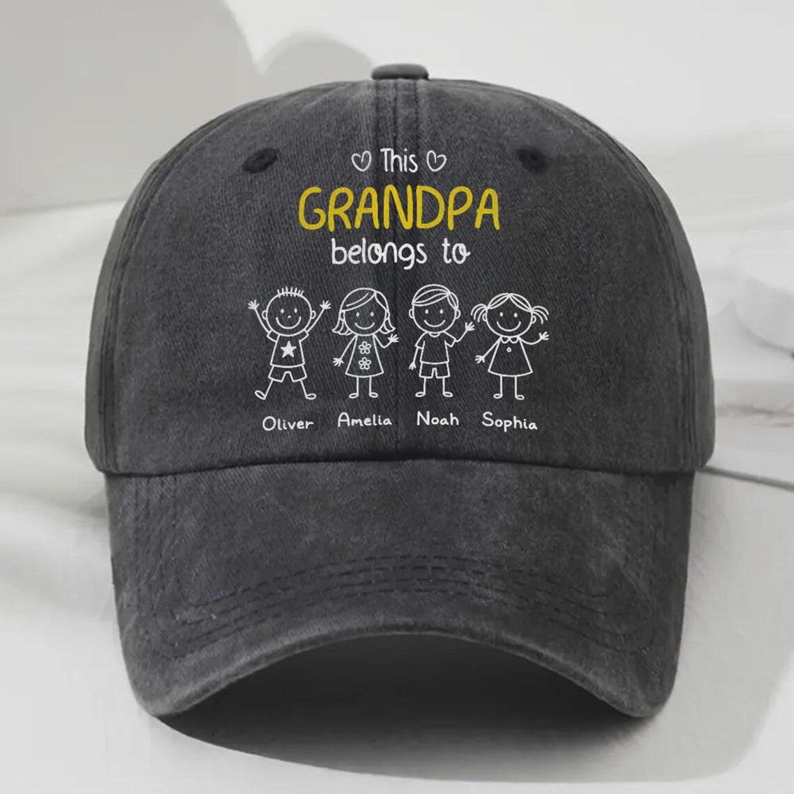 This Grandpa Belongs To – Personalized Vintage Denim Hat