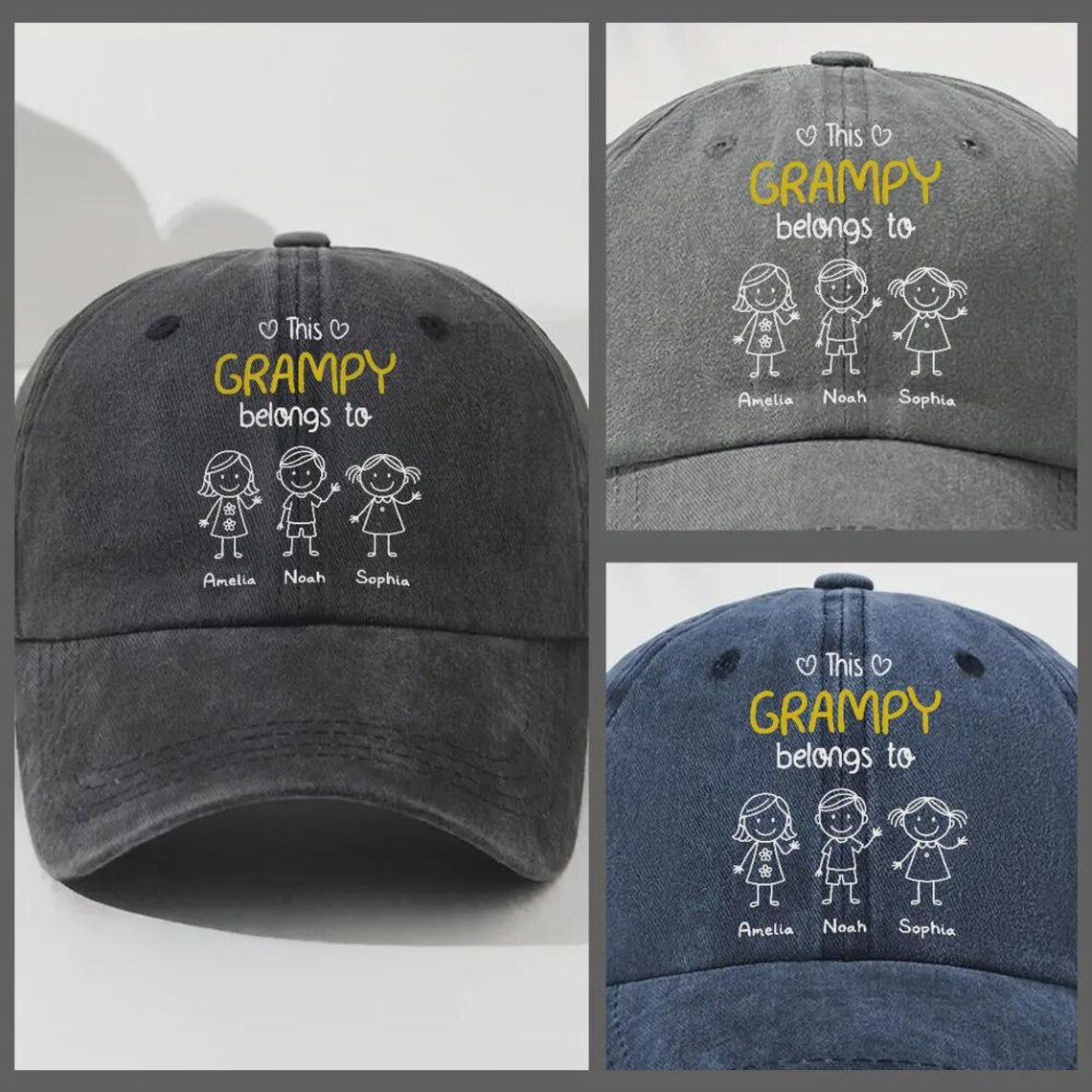 This Grandpa Belongs To – Personalized Vintage Denim Hat