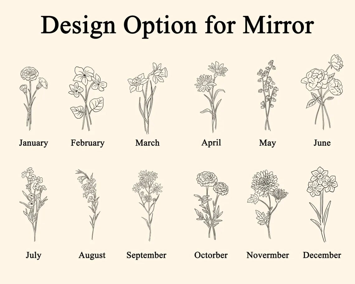 Personalized Birth Flower Lipstick Case with Mirror – Custom Gift