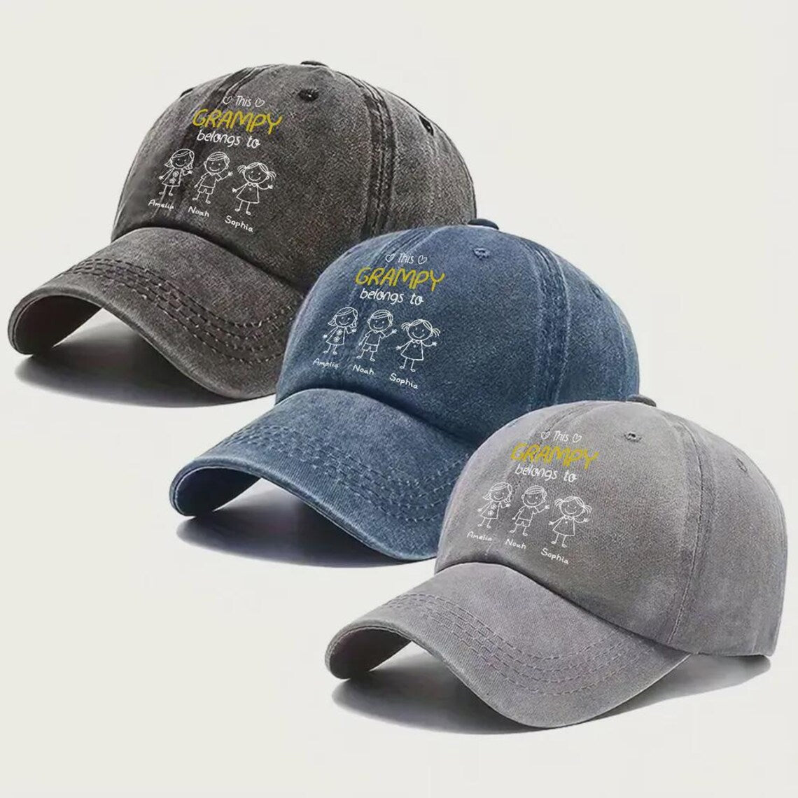 This Grandpa Belongs To – Personalized Vintage Denim Hat