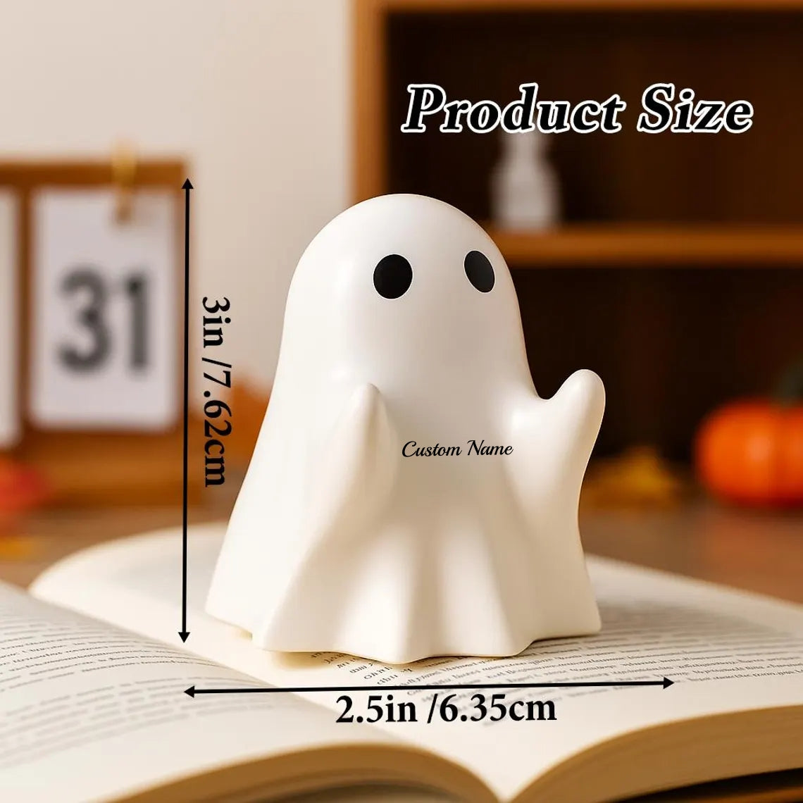 Custom Resin Halloween Ghost Pen Holder – Cute Spooky Desk Organizer