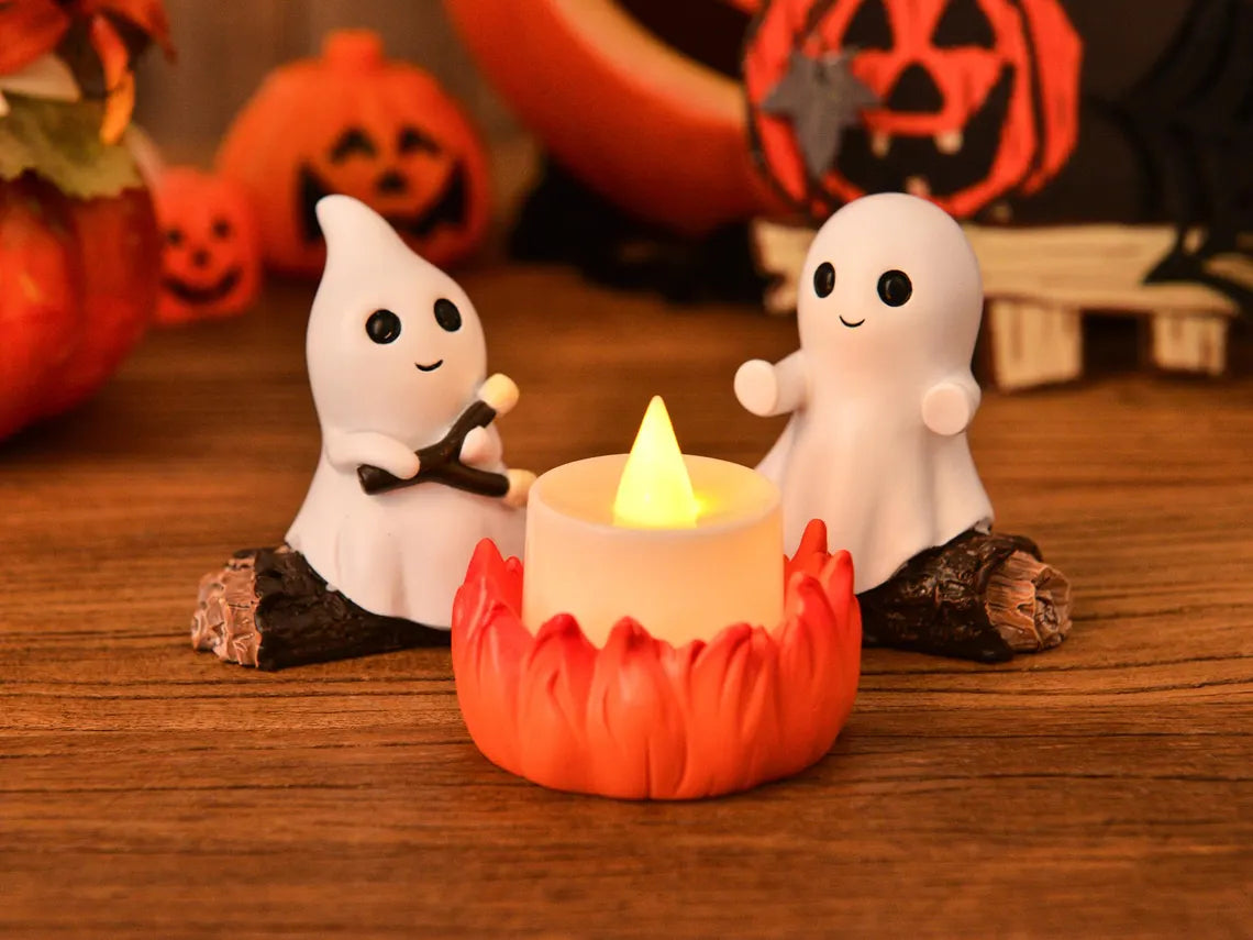 Ghost Campfire Gathering Figurine Set – Cute Halloween Decor