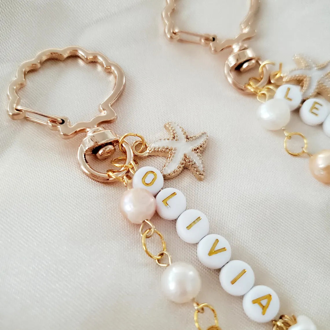 Personalized Coastal Bag Charm Set – Custom Beach Bridesmaid & Best Friend Gift (1–2 Pack)