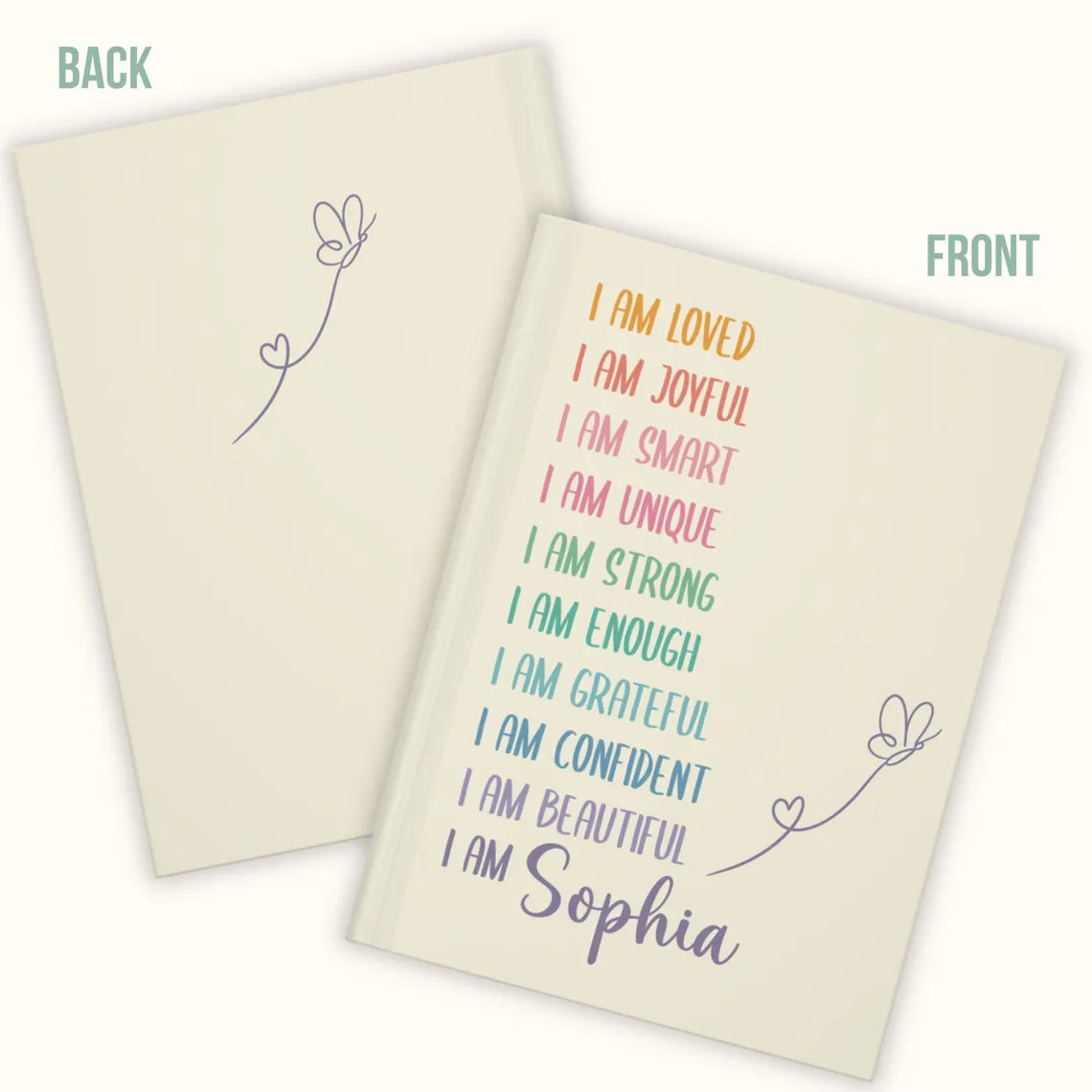 Personalized Affirmations Journal for Girls – Custom Name Diary Notebook