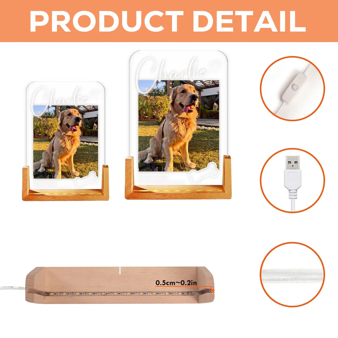 Personalized Pet Memorial LED Night Light – Custom Dog Lover Gift