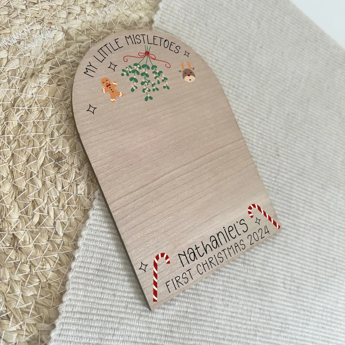 Personalised Baby’s First Christmas Mistletoe Plaque 2025 | Footprint Keepsake