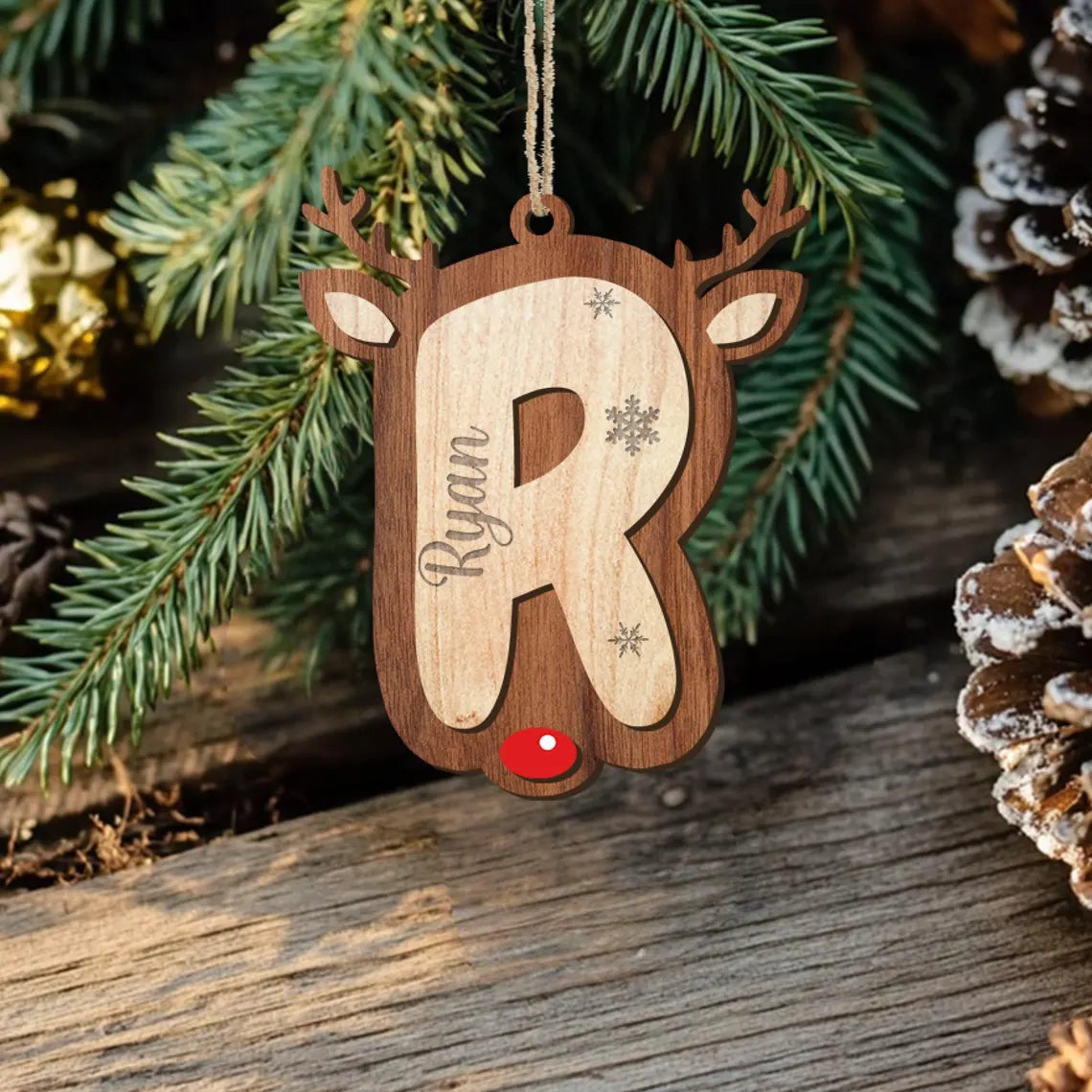 Personalized Reindeer Christmas Name Ornament – Family Holiday Decor