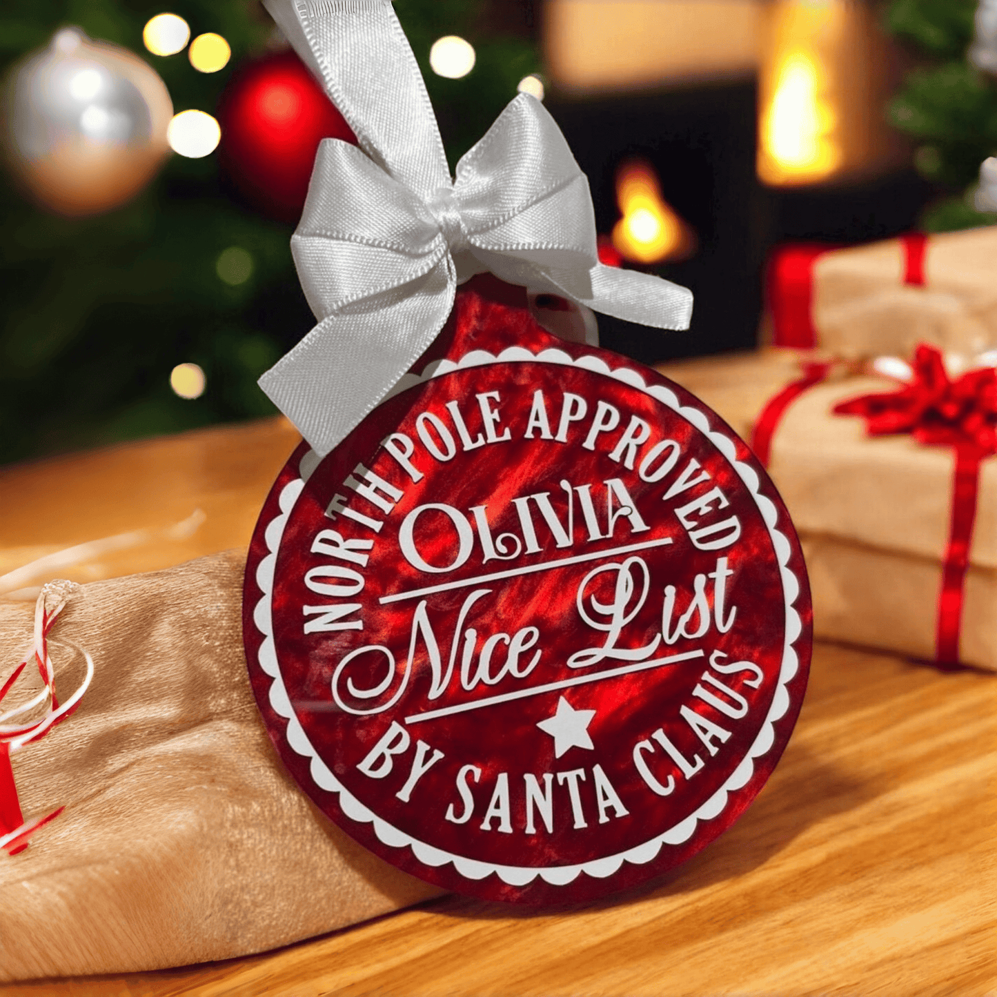 Personalized Santa’s Nice List Medal – Santa & Santa Paws Christmas Gift