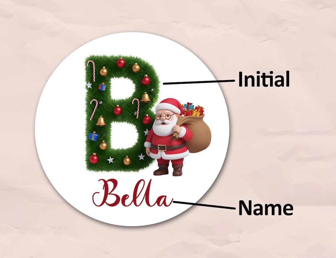 Personalized Christmas Tree Stickers – Custom Name Gift Labels