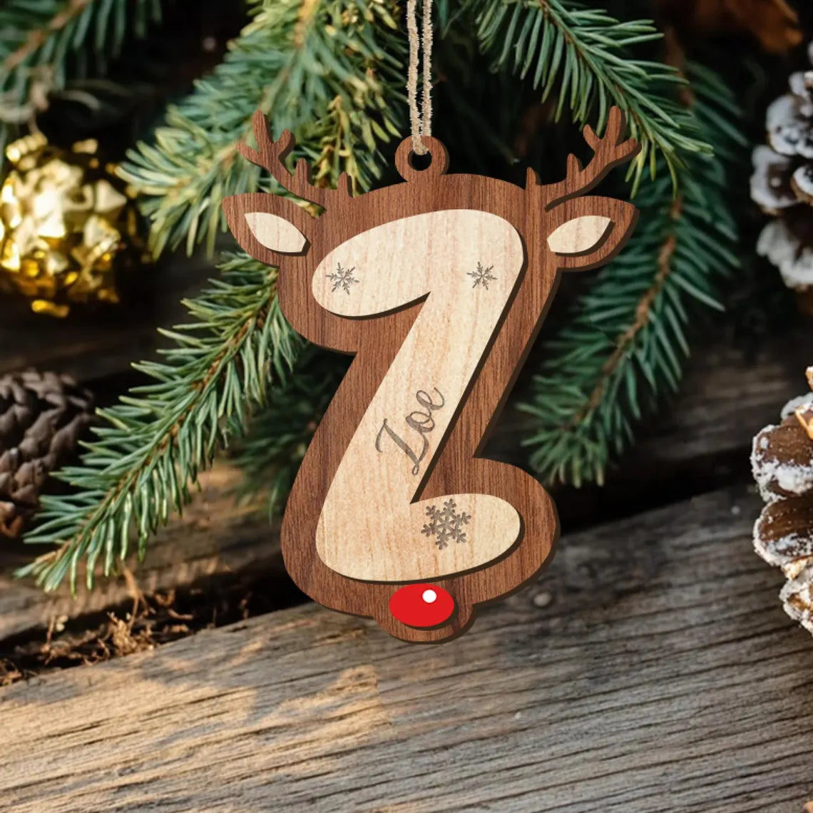 Personalized Reindeer Christmas Name Ornament – Family Holiday Decor