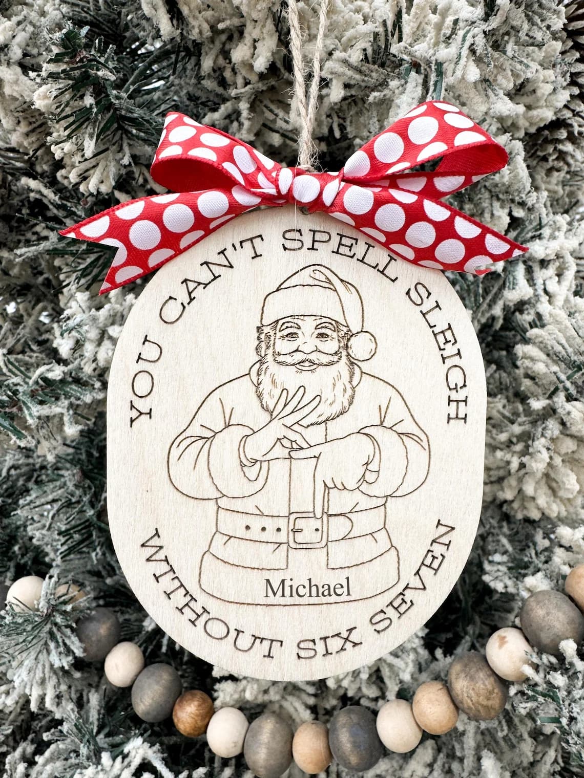 Funny “Six Seven” Santa Ornament | Personalized Christmas Gift