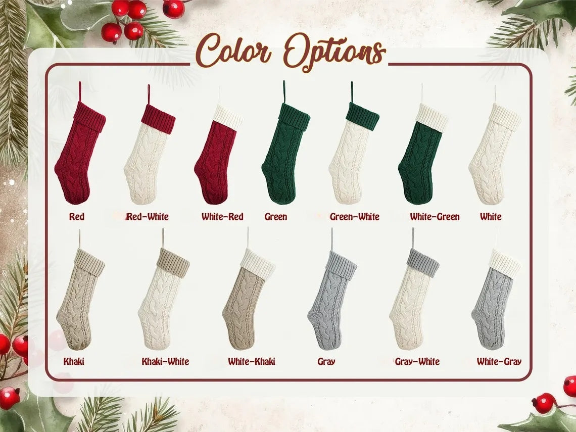 Personalized 2025 Christmas Stocking with Name | Embroidered Knit Stocking
