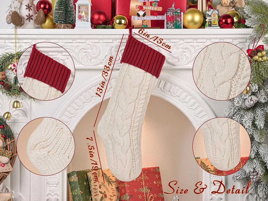 Personalized 2025 Christmas Stocking with Name | Embroidered Knit Stocking