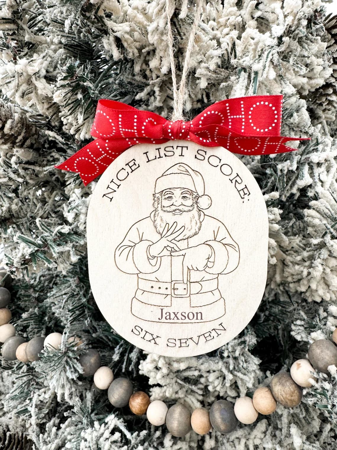 Funny “Six Seven” Santa Ornament | Personalized Christmas Gift
