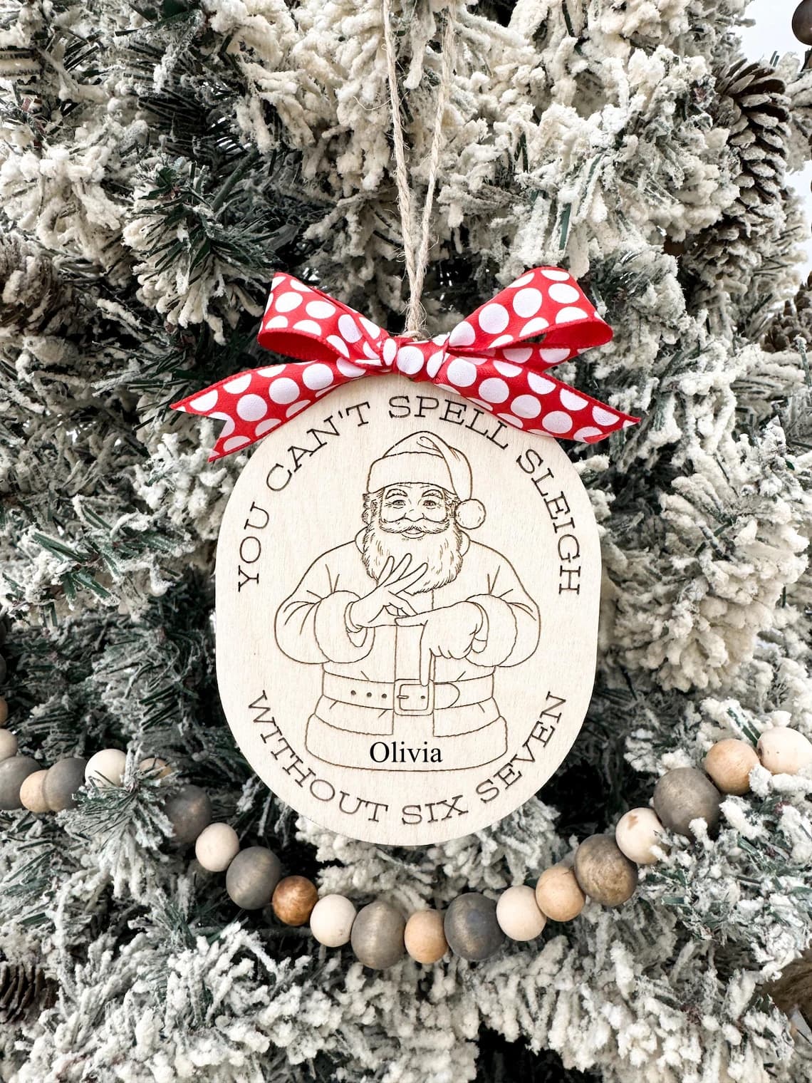 Funny “Six Seven” Santa Ornament | Personalized Christmas Gift