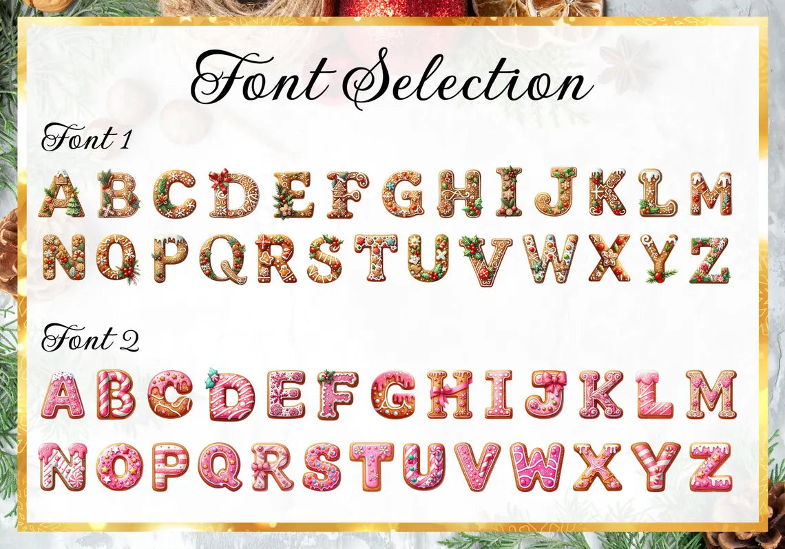 Personalisierter Lebkuchen- oder Zuckerstangen-Buchstabenanhänger | Individueller Anfangsbuchstabe