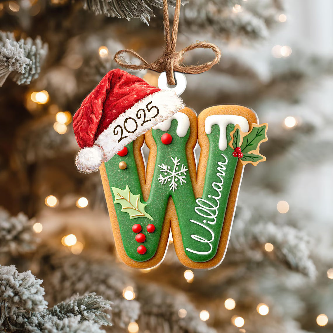 Personalized Name Gingerbread Letter Ornament | Acrylic Christmas Gift