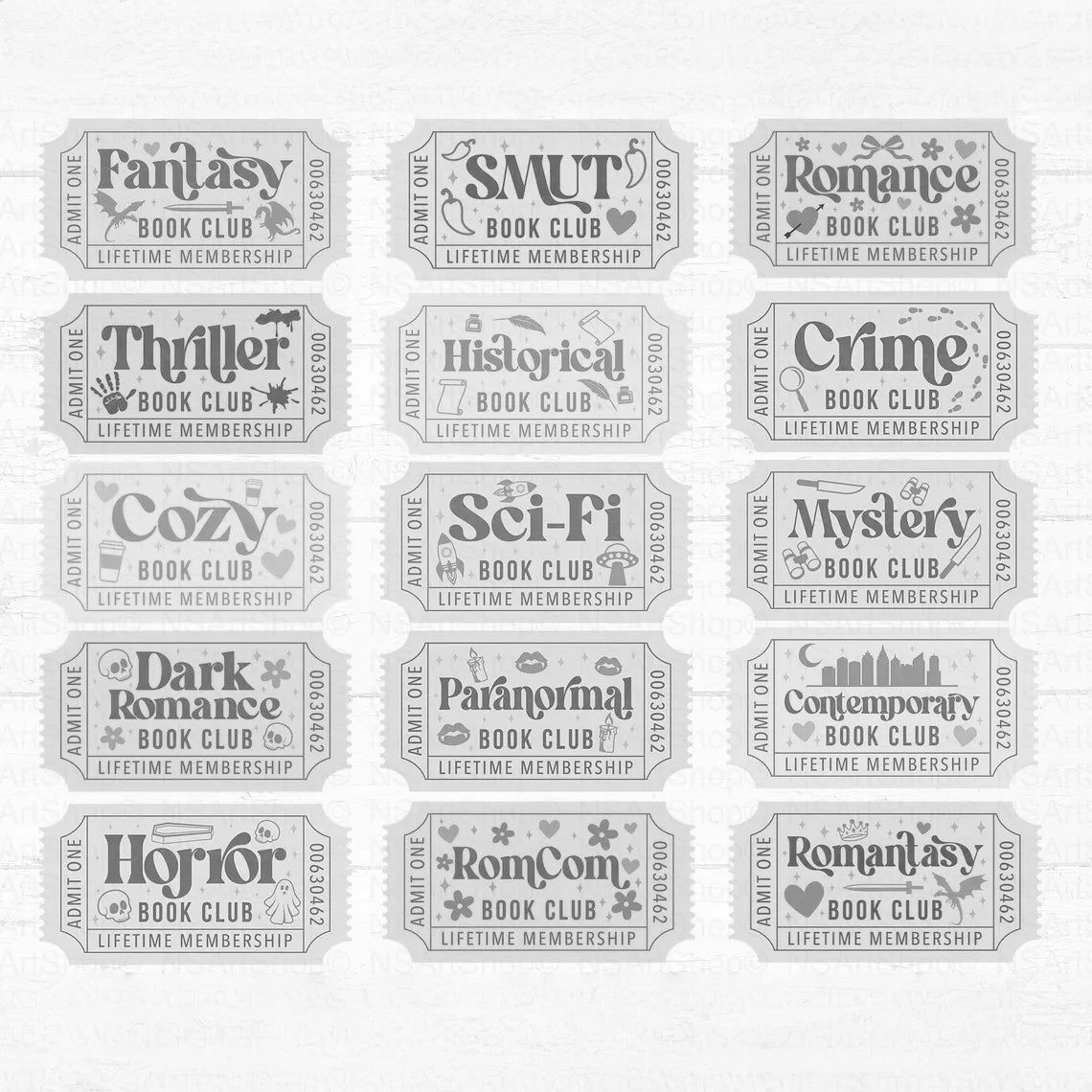 Book Club Ticket Acrylic Leaner | Bookish Decor Gift for Readers