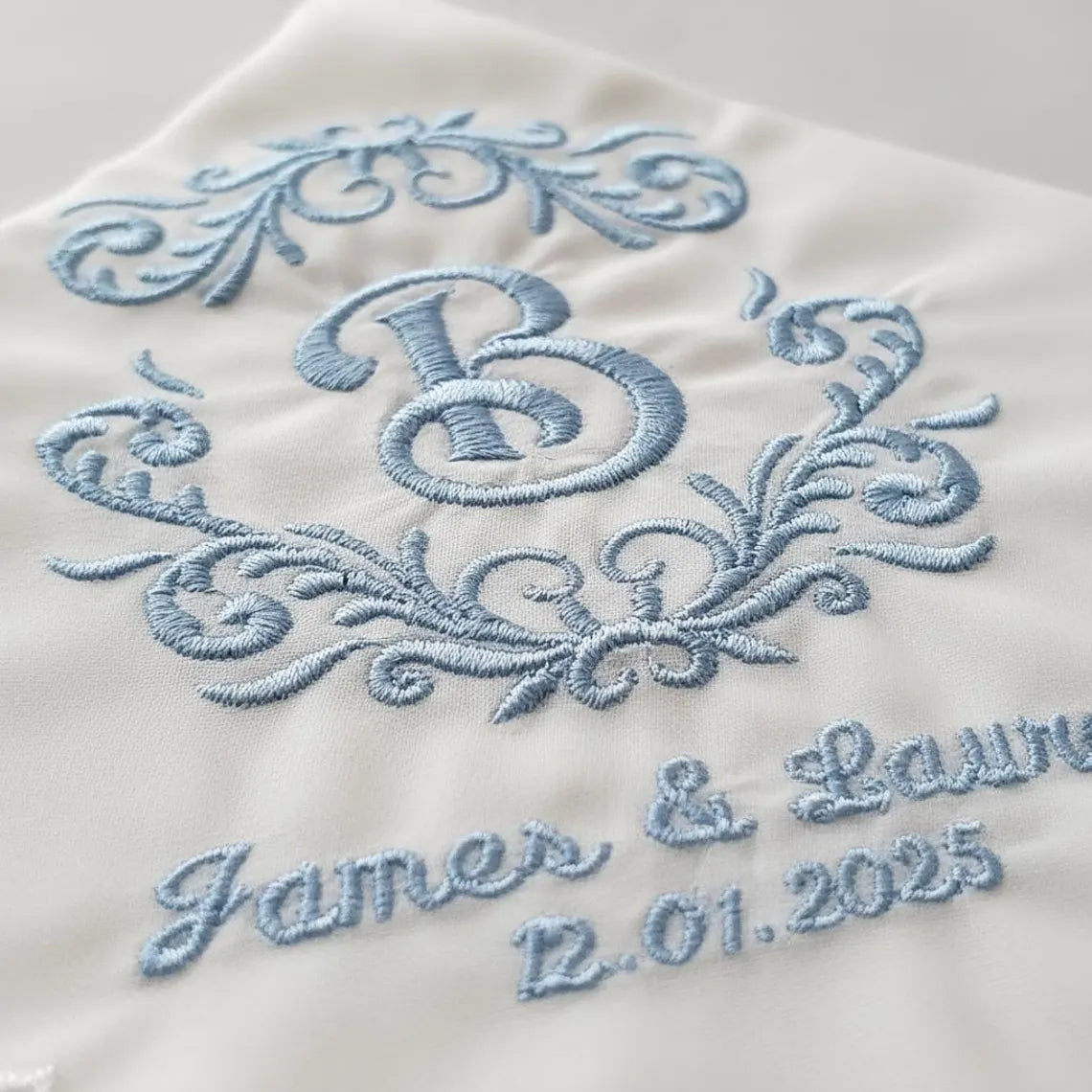 Personalized Wedding Handkerchief Something Blue Bridal Gift