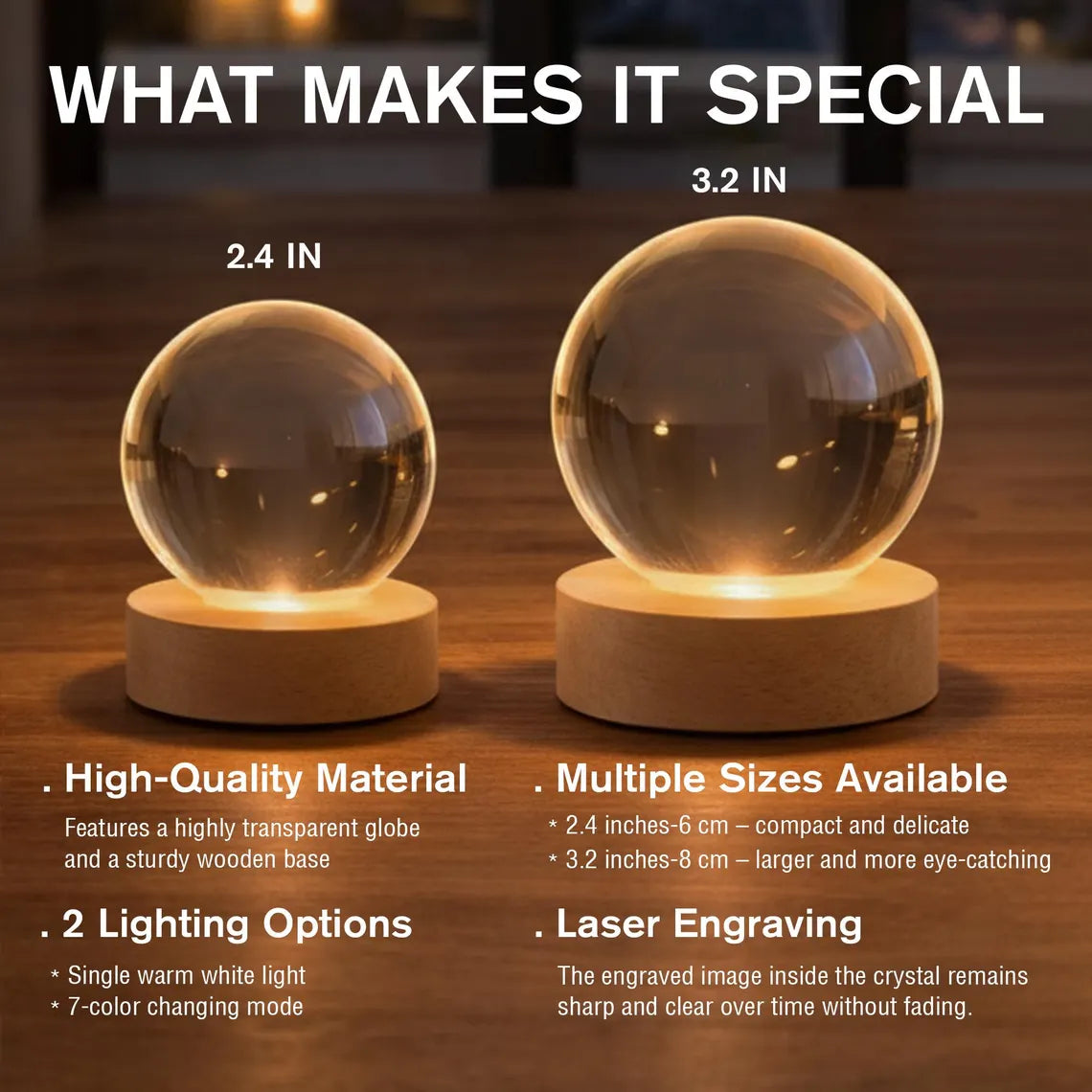 Personalized Graduation Crystal Ball Night Light Gift