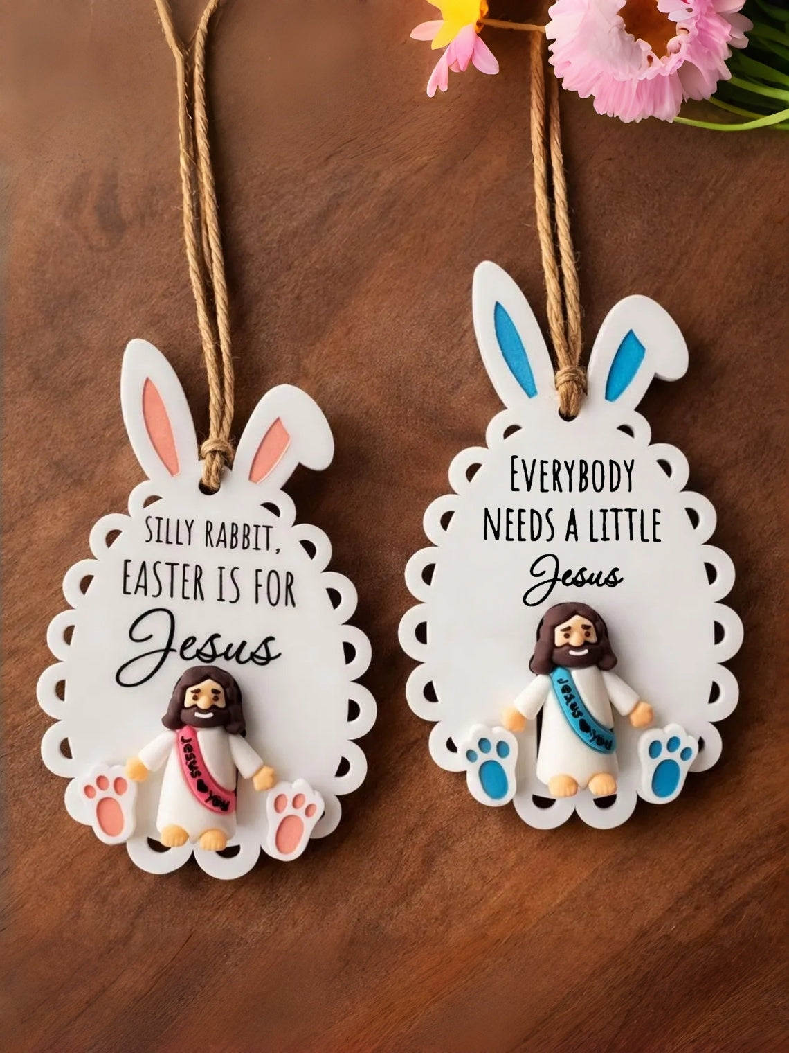 Personalisierte Osterdekoration – Lustiger Hase, Wunschtext