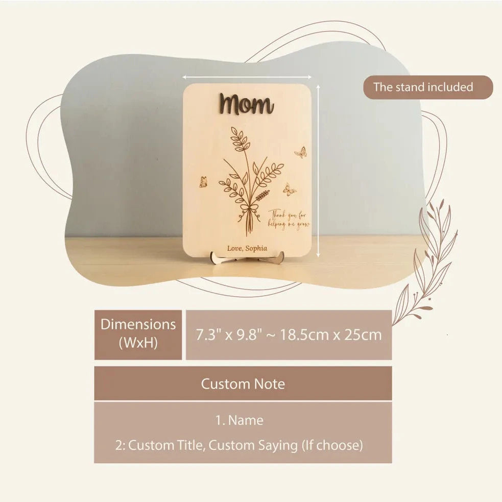 Personalized Mom Handprint Flower Wooden Sign Gift