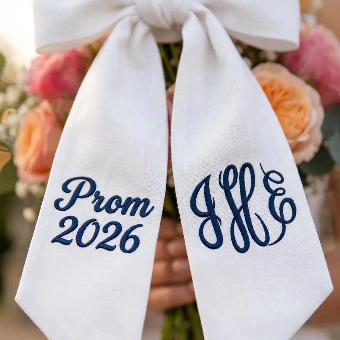 Personalized Prom Bouquet Sash – Custom Embroidered Ribbon