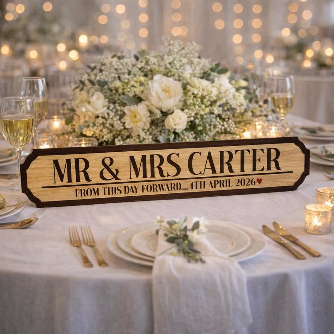 Personalized Wedding Road Sign – Custom Name & Date Sign