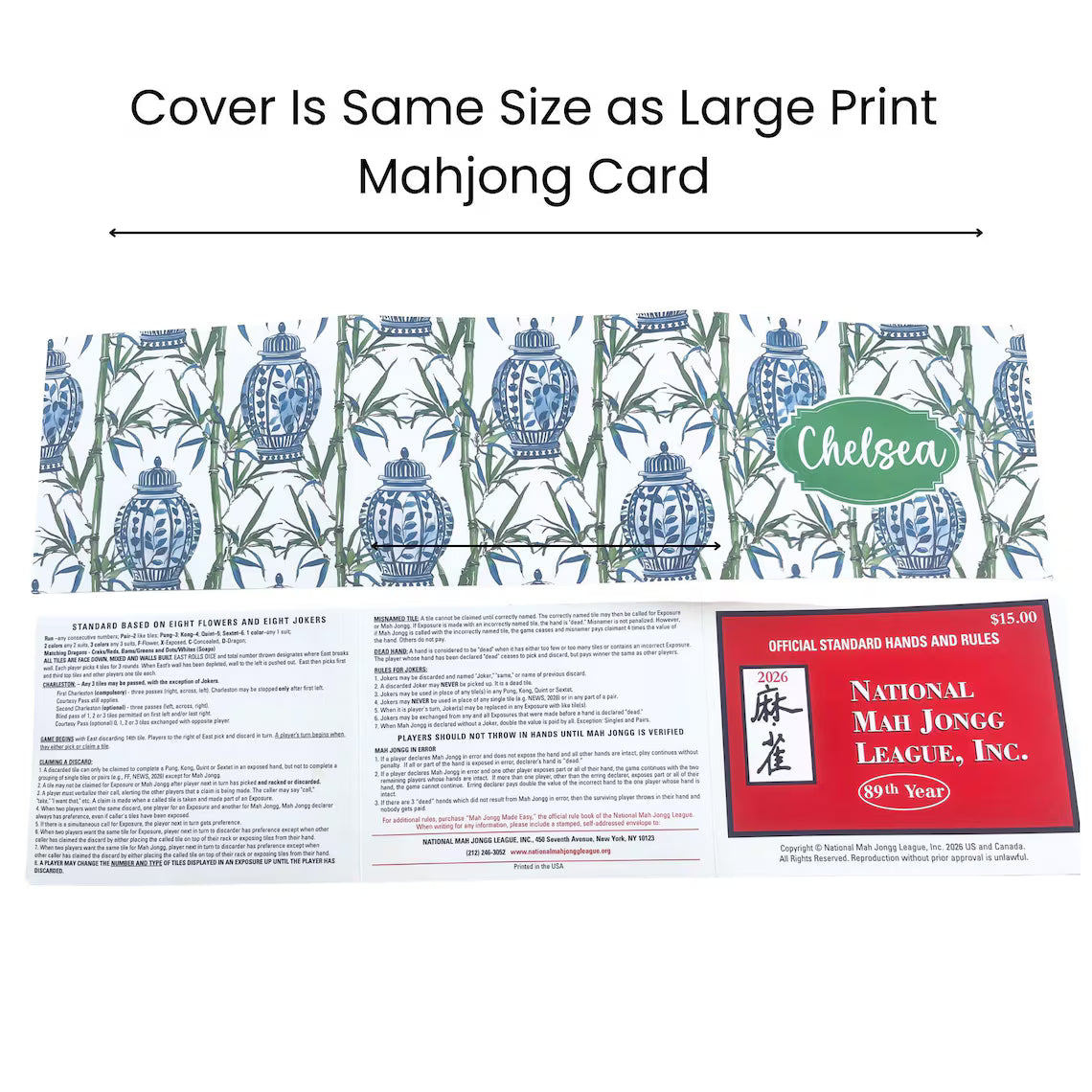 Personalized Mahjong Card Protector | Custom Mahjong Card Cover with Name