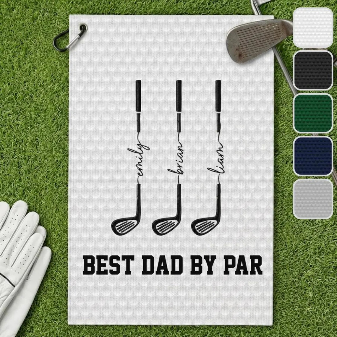 Personalized Best Dad By Par Golf Towel Custom Golf Gift