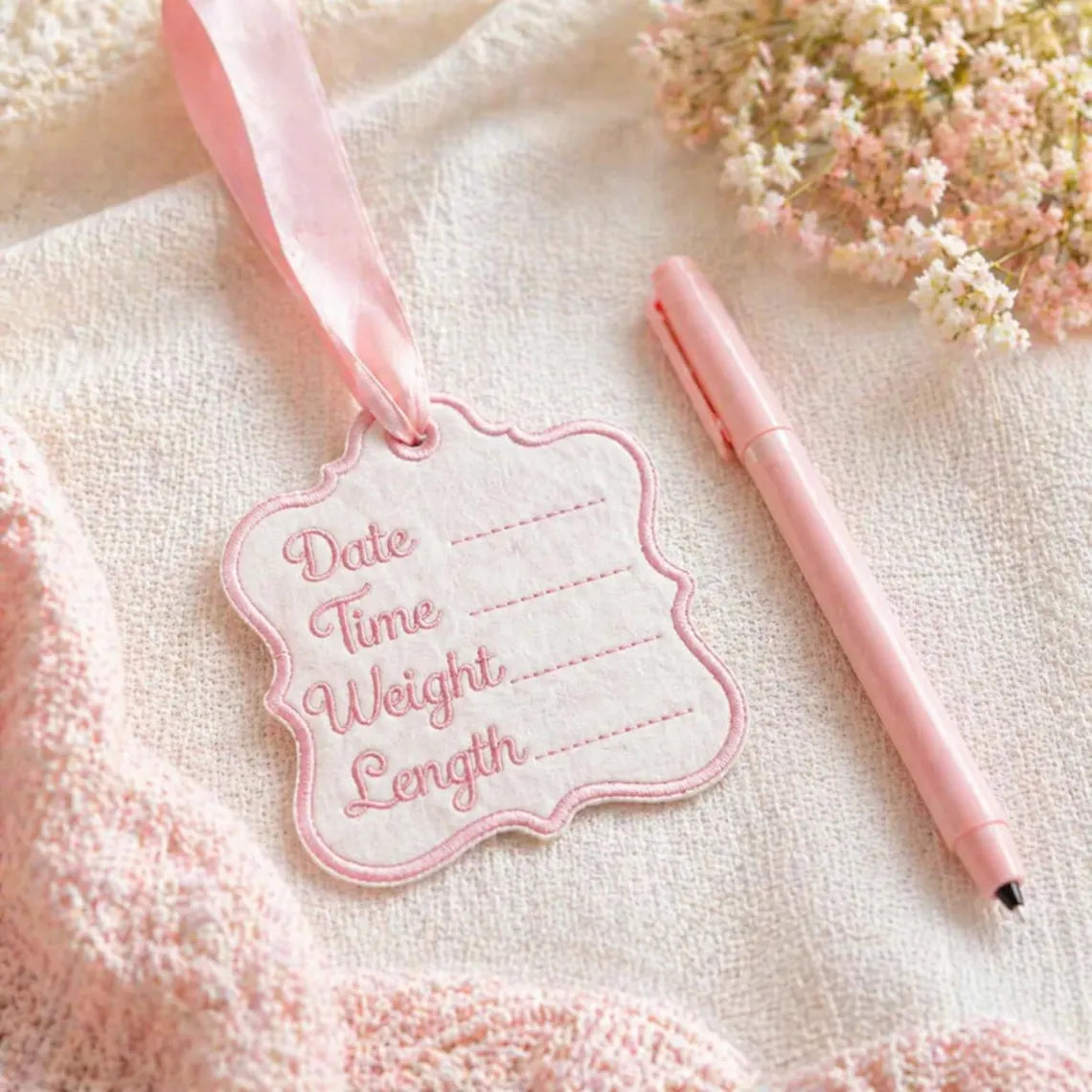 Personalized Baby Name Banner with Floral Crest & Satin Bows