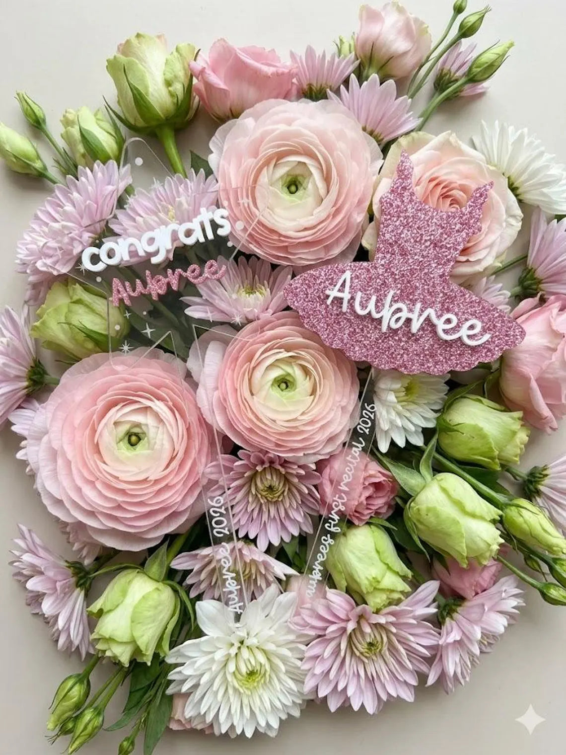 Personalized Dance Recital Bouquet Insert Acrylic Flower Pick