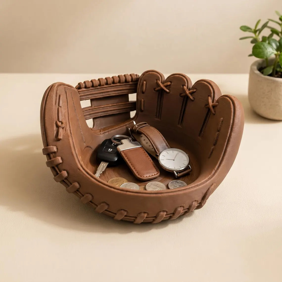 Personalized Baseball Glove Bowl | Custom Engraved Catchall Tray