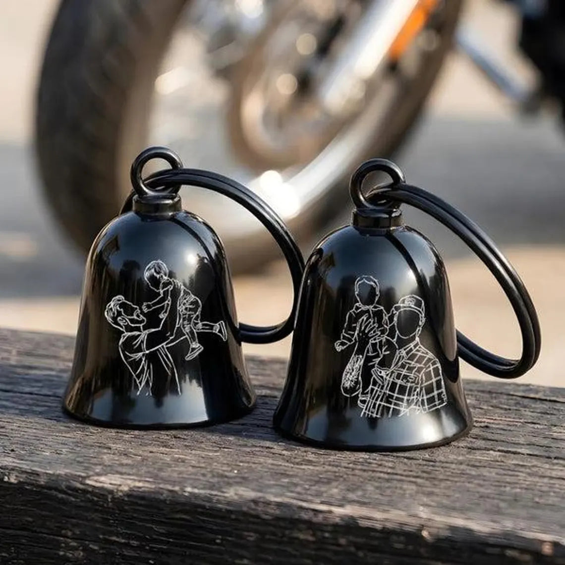 Personalized Photo Guardian Bell | Motorcycle Gift for Dad