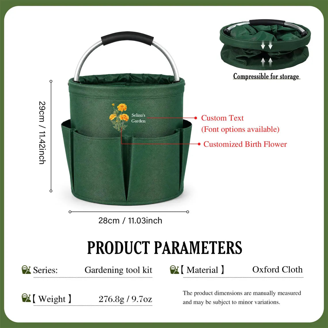 Personalized Garden Tool Bag | Custom Birth Flower Gardening Tote Gift