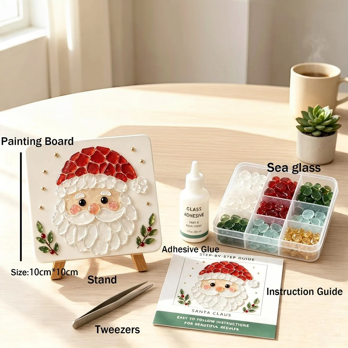 DIY Christmas Sea Glass Mosaic Art Kit | Beginner Craft Set